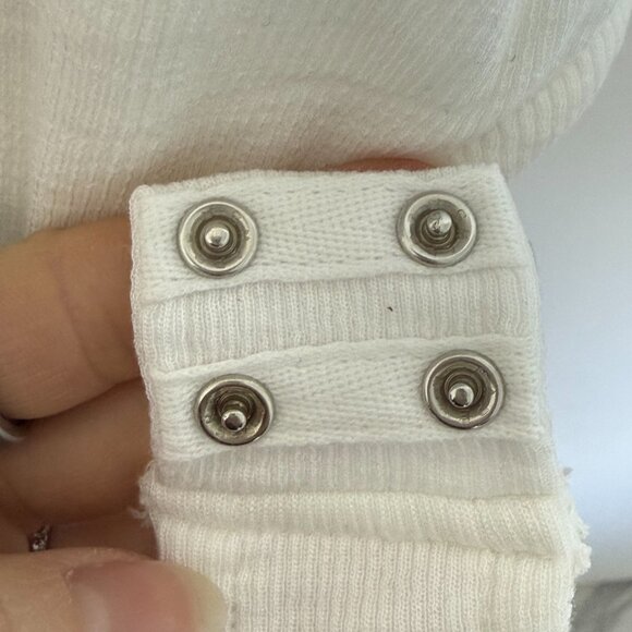 ALL SAINTS white racerback ribbed jersey snap thong bodysuit US 0 - Picture 6 of 8